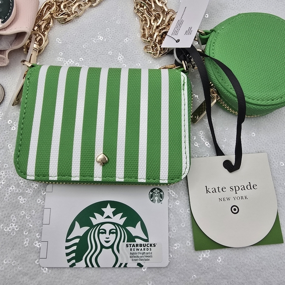 Kate Spade x Target Limited Edition Stripe Mini Crossbody Bag Green & White - Picture 6 of 13